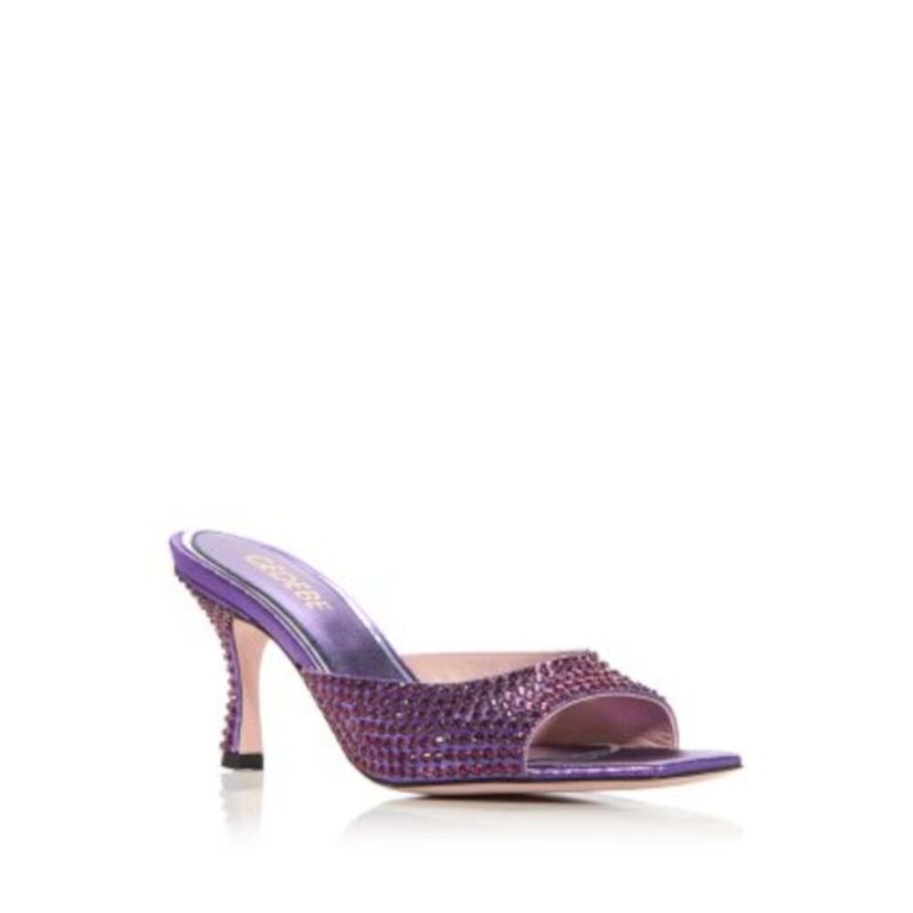GEDEBE Womens Purple Dita Square Toe Stiletto Slip On Heeled Sandal 39.5